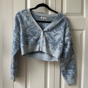 PacSun | L.A. Hearts Blue Marbled Cropped Cardigan size EXTRA SMALL